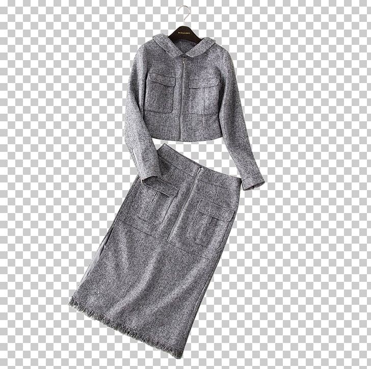 Fashion Grey Black And White Sleeve Dress PNG, Clipart, Black, Black And White, Clothing, Coat, Day Dress Free PNG Download