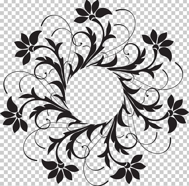 Floral Design Stencil Painting Pattern PNG, Clipart, Black, Black And White, Branch, Circle, Drawing Free PNG Download