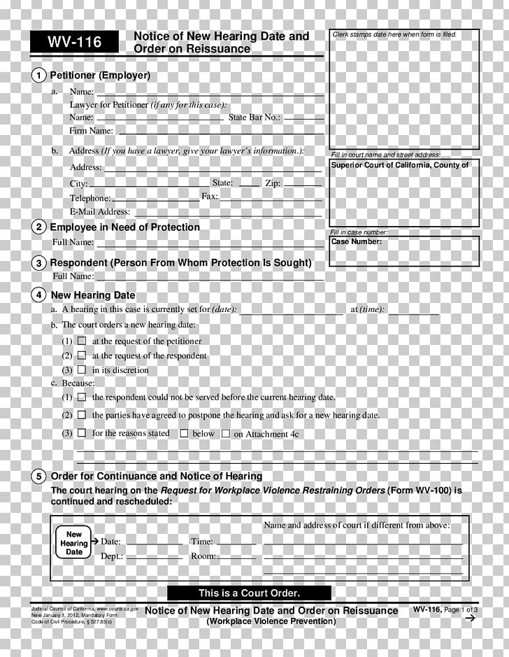 California Civil Harassment Restraining Order Form Template PNG, Clipart, Area, California, Court, Diagram, Document Free PNG Download