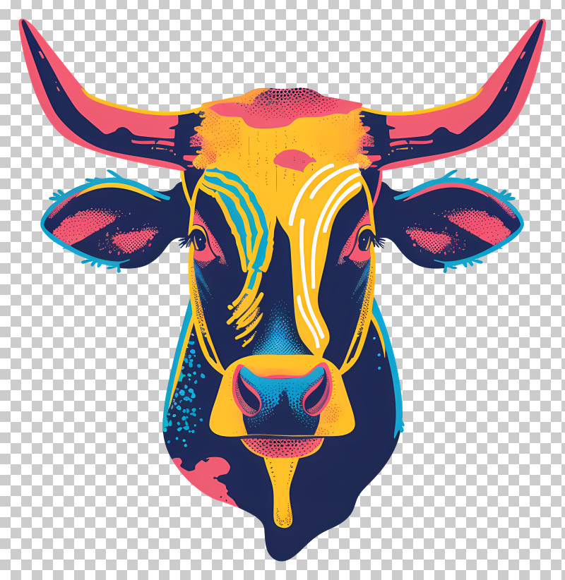 Colorful Cow - Colorful Artistic Cow Illustration PNG