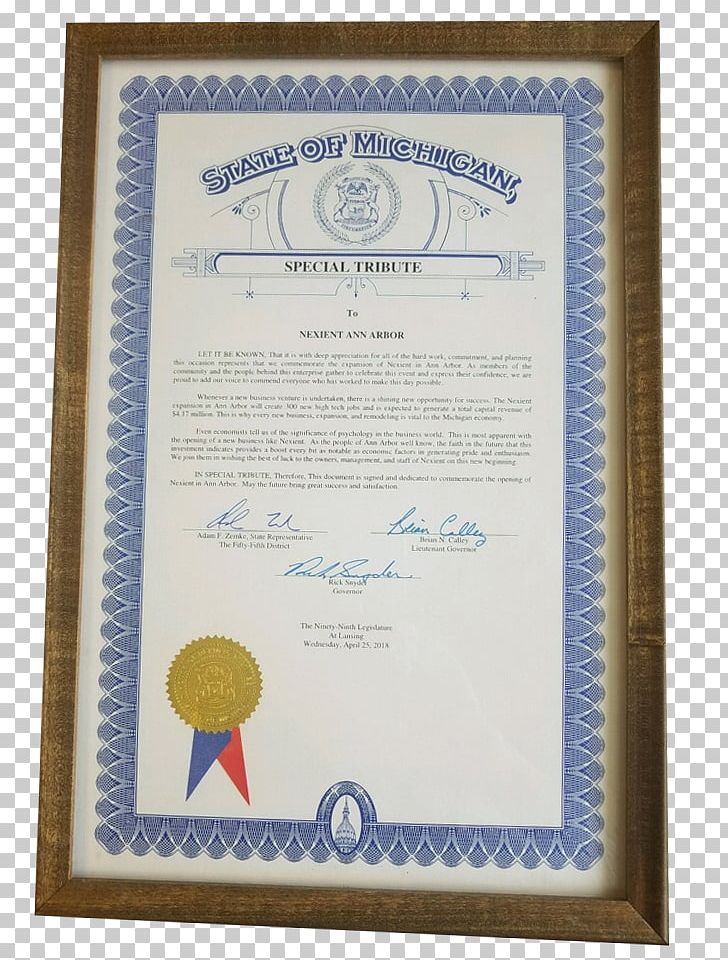 Flint West Bloomfield Township Lansing University Of Michigan Michigan Legislature PNG, Clipart, Academic Certificate, Diploma, Document, Flint, Governor Of Michigan Free PNG Download