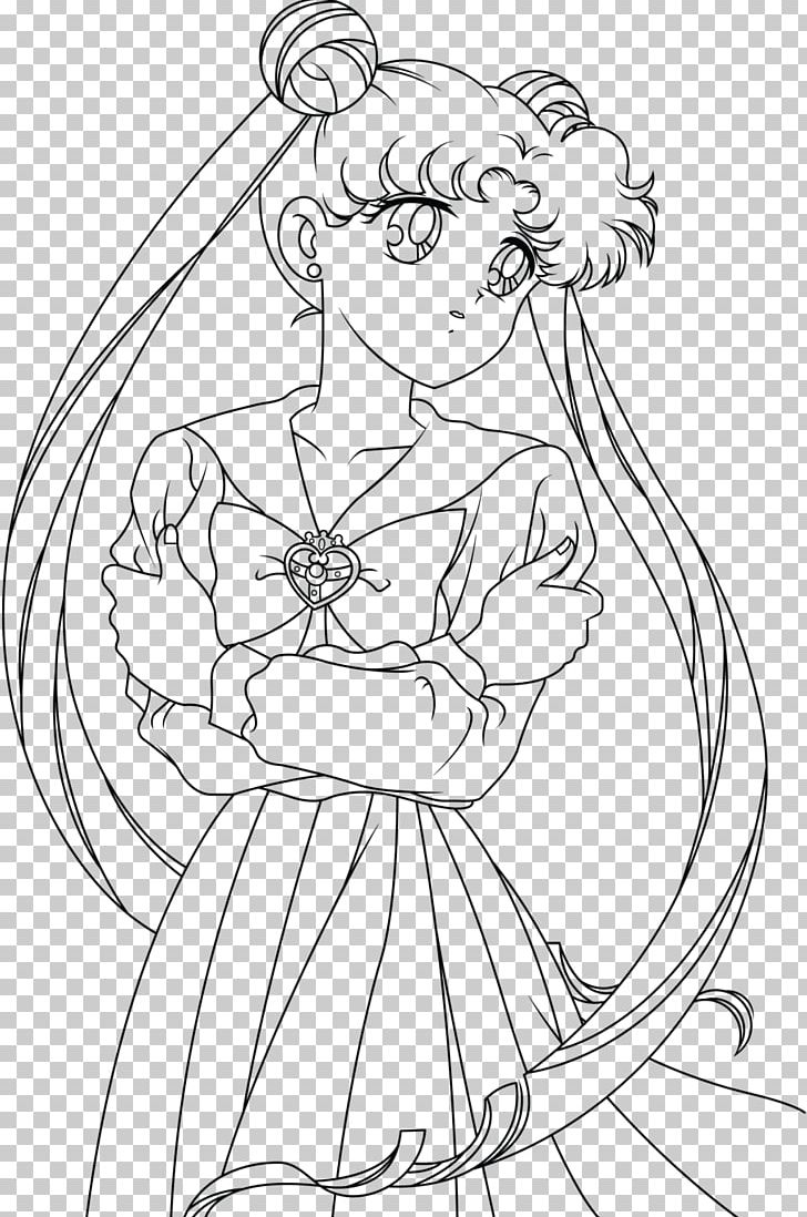 Sailor Moon Chibiusa Luna Line Art Drawing PNG, Clipart, Arm, Art, Artwork, Black, Black And White Free PNG Download