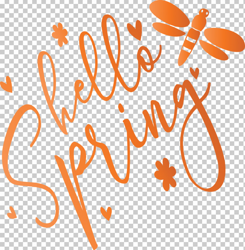 Hello Spring Spring PNG, Clipart, Calligraphy, Hello Spring, Line, Logo, Orange Free PNG Download
