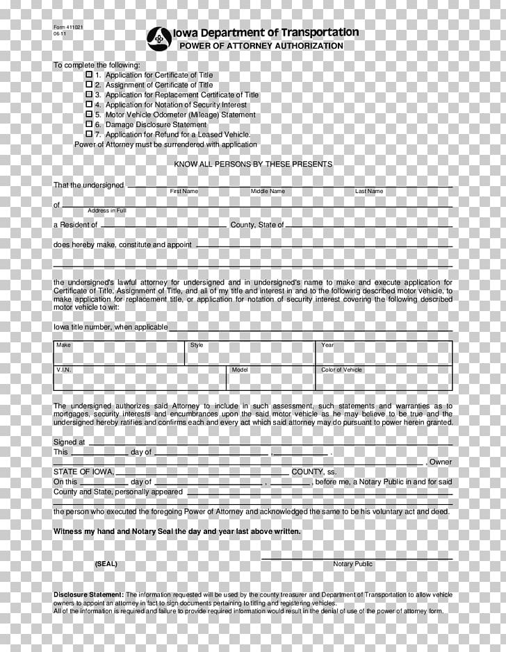 Iowa Power Of Attorney Title Document Form PNG, Clipart, Area, Attorney, Authorization, Court, Document Free PNG Download