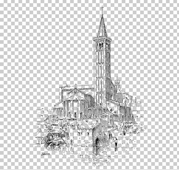 Church Drawing Notre-Dame De Paris Cathedral Sketch PNG, Clipart, Antica, Architecture, Artwork, Black And White, Building Free PNG Download