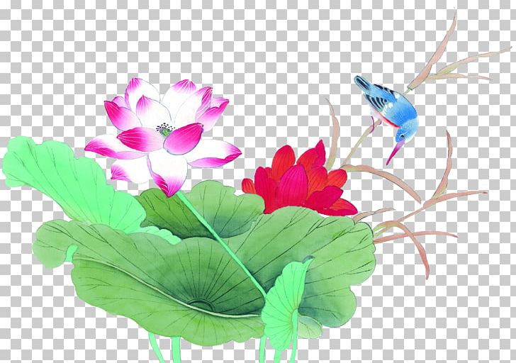 Bird Ink Wash Painting Nelumbo Nucifera Chinese Painting Gongbi PNG, Clipart, Birdandflower Painting, Bla, Flower, Flower Arranging, Golden Lotus Free PNG Download