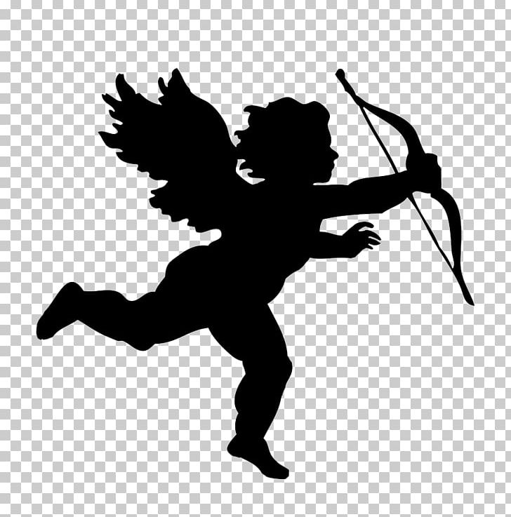Cherub Cupid Silhouette PNG, Clipart, Angel, Black And White, Bow And Arrow, Cartoon, Cherub Free PNG Download