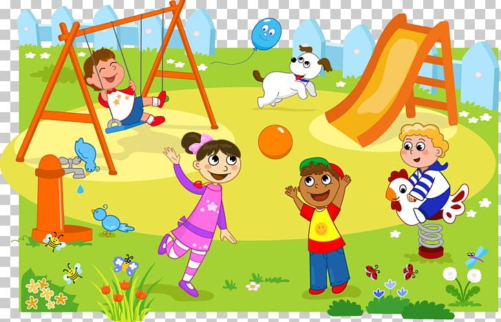 kids on playground cartoon