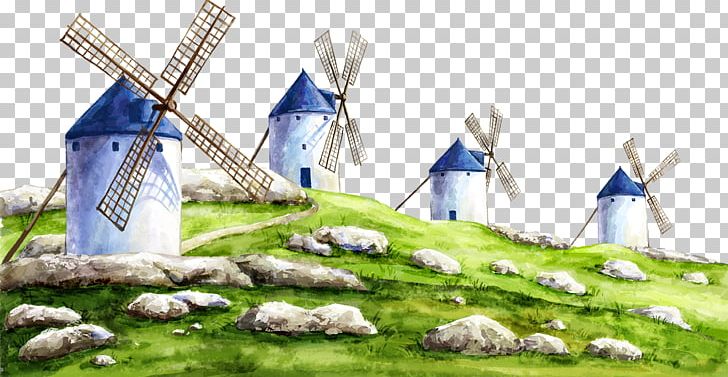 Windmill Painting Diamond PNG, Clipart, Balloon Cartoon, Blue, Blue Background, Blue Flower, Blue Vector Free PNG Download
