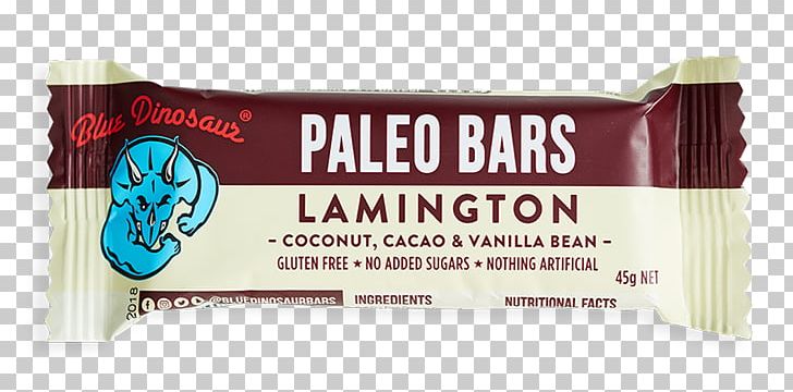 Lamington Raw Foodism Paleolithic Diet Protein Bar Energy Bar PNG, Clipart, Bar, Blue Dinosaur, Brand, Chocolate, Cocoa Bean Free PNG Download