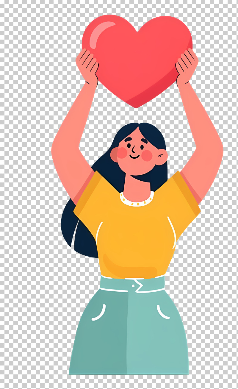 Woman Holding Heart Illustration PNG