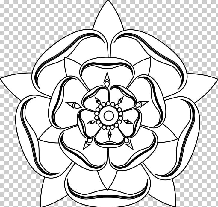 Tudor Rose White Rose Of York Drawing PNG, Clipart, Black And White, Black And White Flower Tattoos, Circle, Clip Art, Coloring Book Free PNG Download