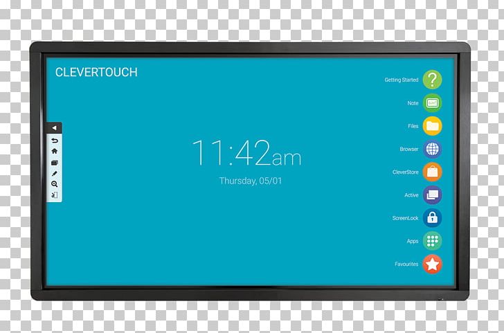 Touchscreen Computer Monitors Flat Panel Display Projection Screens Display Device PNG, Clipart, 4k Resolution, Blue, Brand, Chromebox, Clevertouch Plus 55 Free PNG Download
