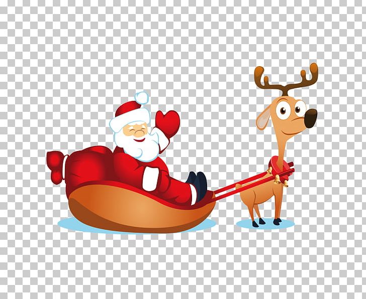Santa Claus Christmas Card Reindeer Sled PNG, Clipart,  Free PNG Download
