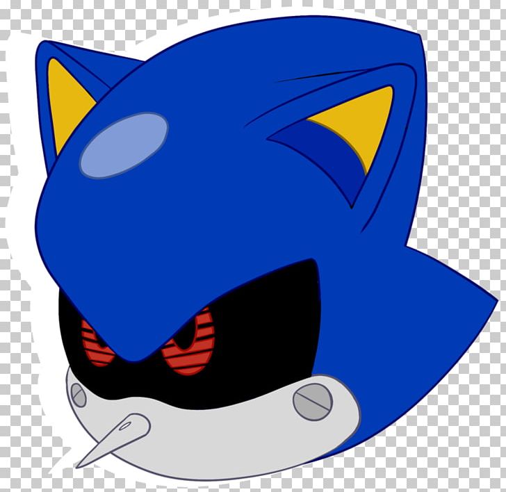Metal Sonic D, blue and white robot cat character illustration