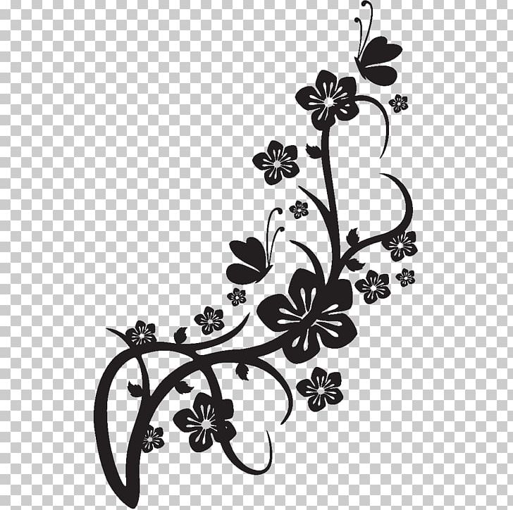 Sticker Flower Wall Decal Branch Tree PNG, Clipart, Arabesque, Black And White, Branch, Com, Flora Free PNG Download