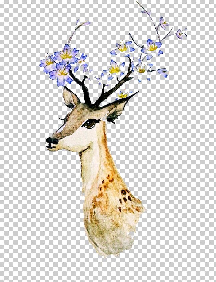 Deer Creative Watercolor Watercolor Painting PNG, Clipart, Animals, Antler, Branch, Cartoon, Christmas Deer Free PNG Download