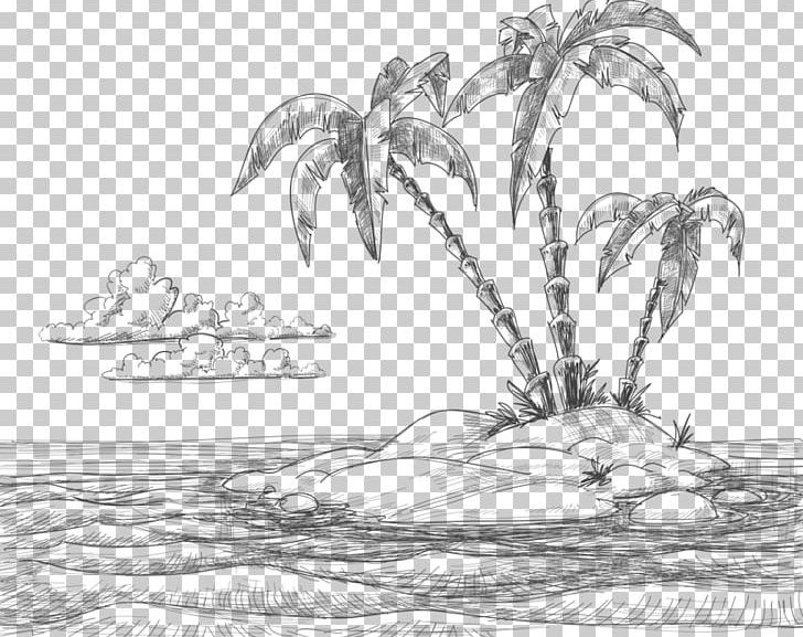 Drawing Beach Sketch PNG, Clipart, Artwork, Black, Encapsulated Postscript, Hand Drawn, Looking Free PNG Download