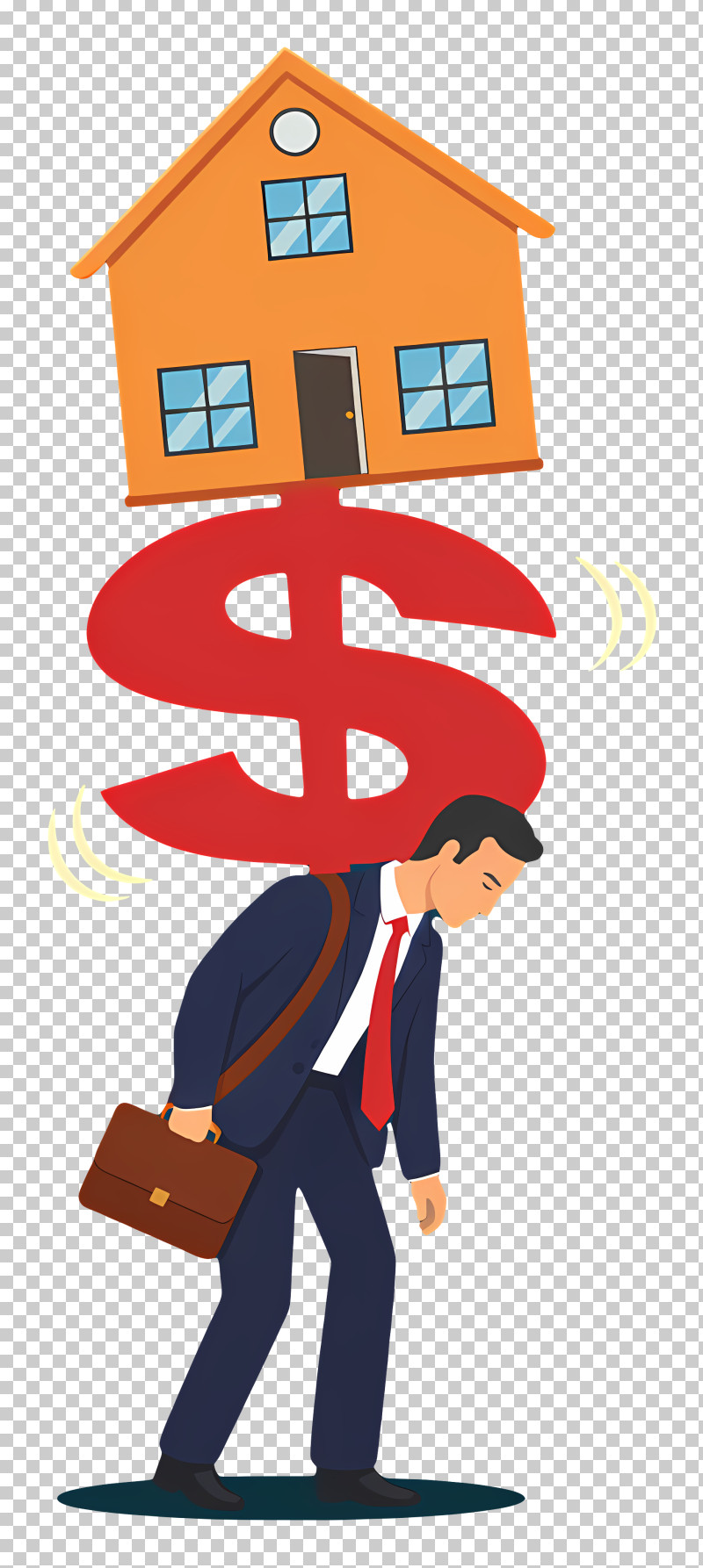 Businessman Under Mortgage Burden PNG