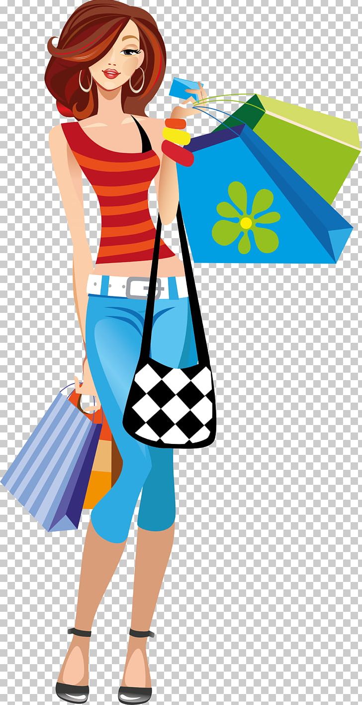 Shopping Girl Fashion PNG, Clipart, Art, Blue, Cartoon, Clothing, Electric Blue Free PNG Download