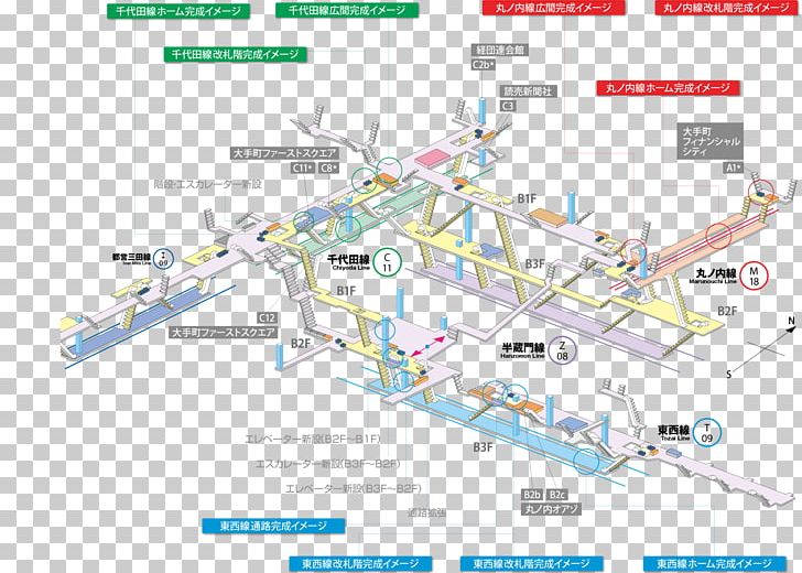 Ōtemachi Station Tokyo Metro Chiyoda Line Tokyo Metro Tōzai Line Tokyo Imperial Palace Toei Mita Line PNG, Clipart, Area, Chiyoda Tokyo, Diagram, Engineering, Line Free PNG Download