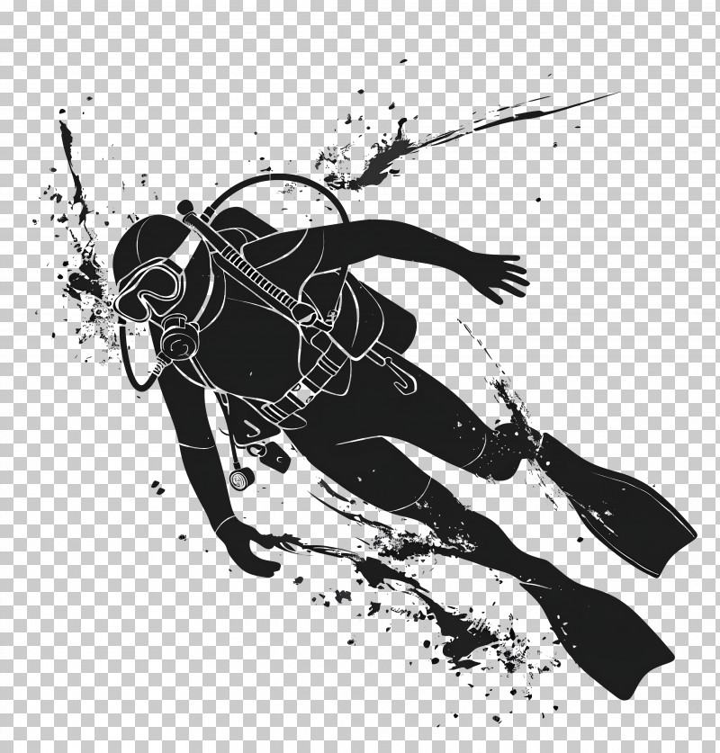 Scuba Diving - Silhouette Of A Scuba Diver PNG