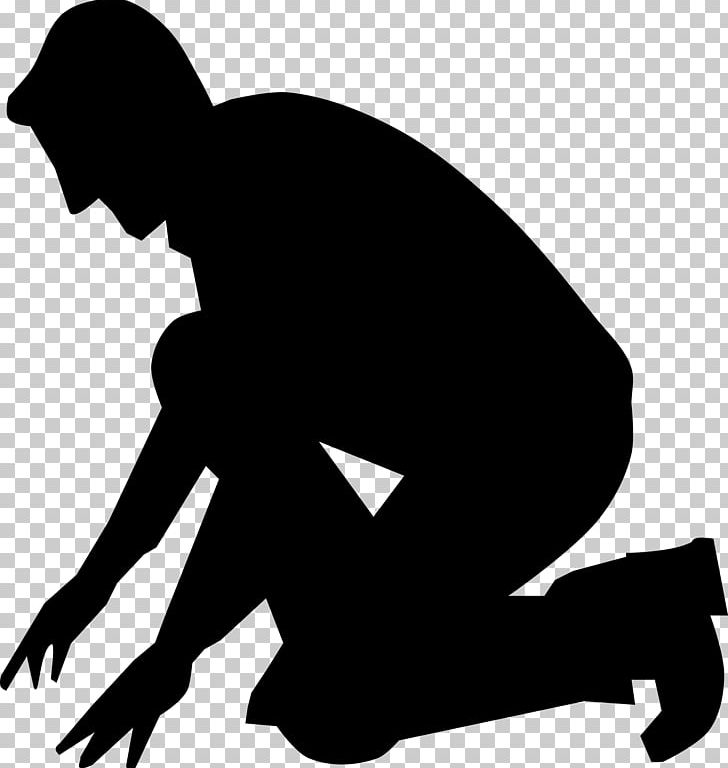 Silhouette Kneeling Drawing PNG, Clipart, Animals, Arm, Artwork, Black, Black And White Free PNG Download