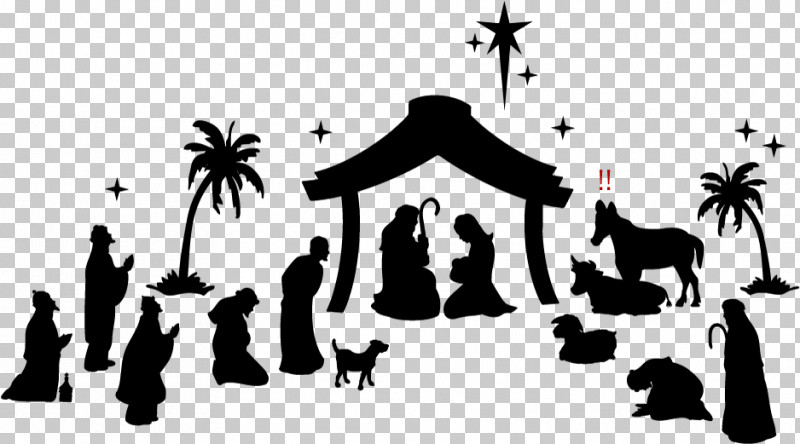 People Nativity Scene Silhouette Tree Font PNG, Clipart, Blackandwhite, Nativity Scene, People, Silhouette, Tree Free PNG Download