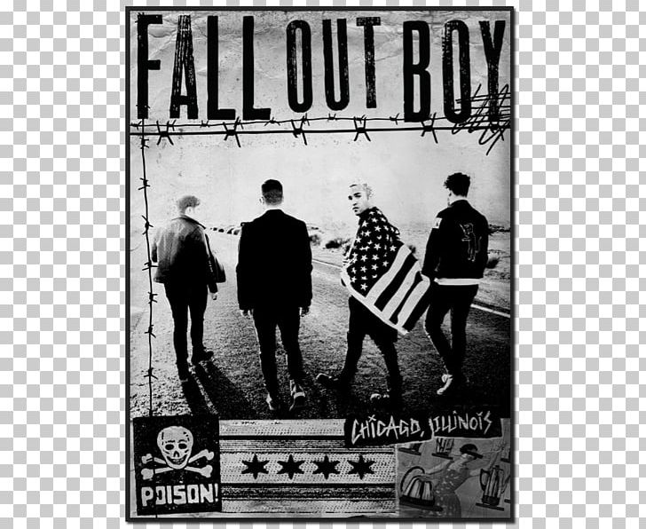 Fall Out Boy T-shirt American Beauty/American Psycho Tour Folie à Deux Mania PNG, Clipart, Advertising, Album Cover, American Beautyamerican Psycho, Black And White, Brand Free PNG Download