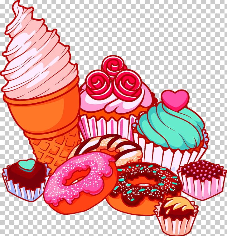 Ice Cream Doughnut Muffin Fast Food Cupcake PNG, Clipart, Baking Cup, Cartoon, Cold Drink, Confectionery, Cream Free PNG Download