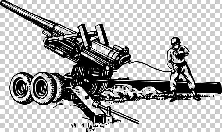 Artillery Howitzer Firearm PNG, Clipart, Angle, Artillery, Auto Part, Black And White, Boca De Fogo Free PNG Download