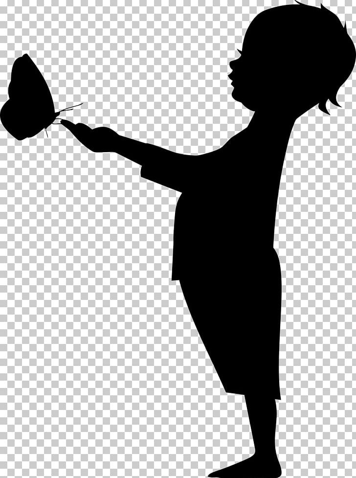 Silhouette Child PNG, Clipart, Animals, Arm, Black And White, Boy, Butterfly Free PNG Download