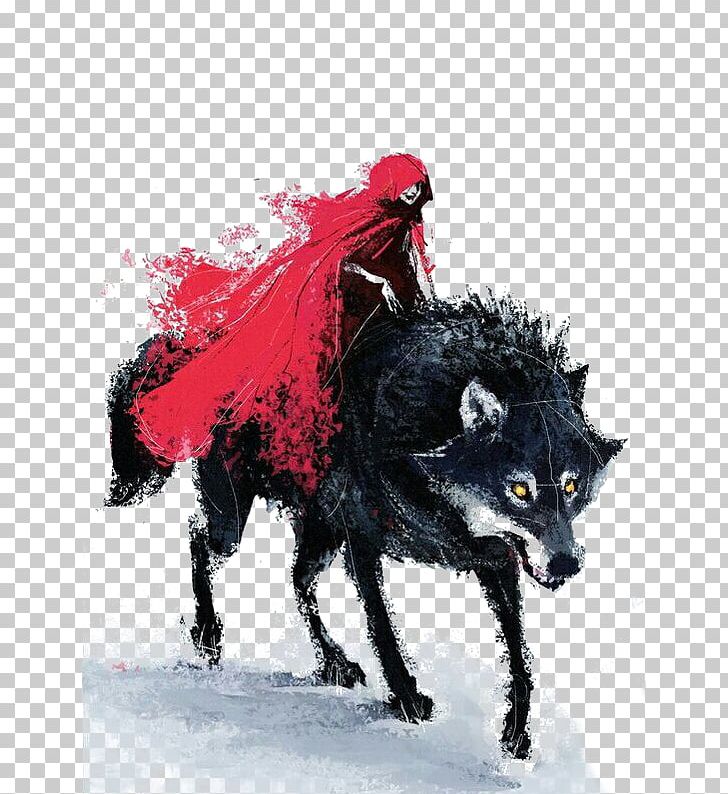 Big Bad Wolf Little Red Riding Hood Gray Wolf Drawing Art PNG, Clipart, Andersen, Animal, Art, Artist, Black Free PNG Download