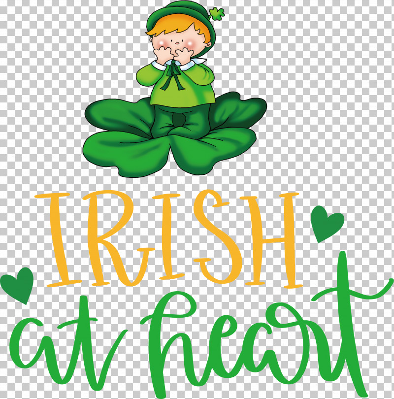 Saint Patrick Patricks Day Irish At Heart PNG, Clipart, Character, Green, Happiness, Leaf, Line Free PNG Download