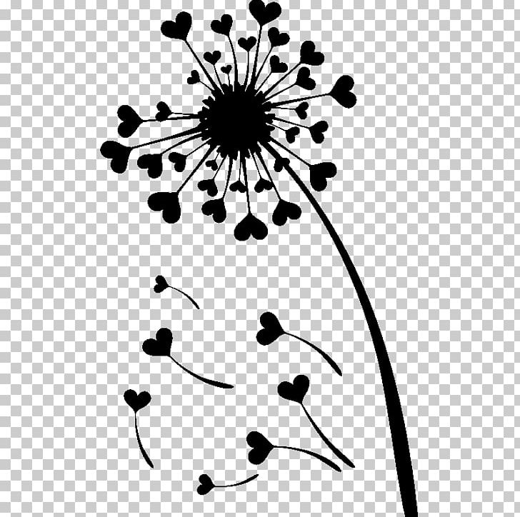 Common Dandelion Silhouette Wall Decal PNG, Clipart, Animals, Black, Black And White, Branch, Circle Free PNG Download
