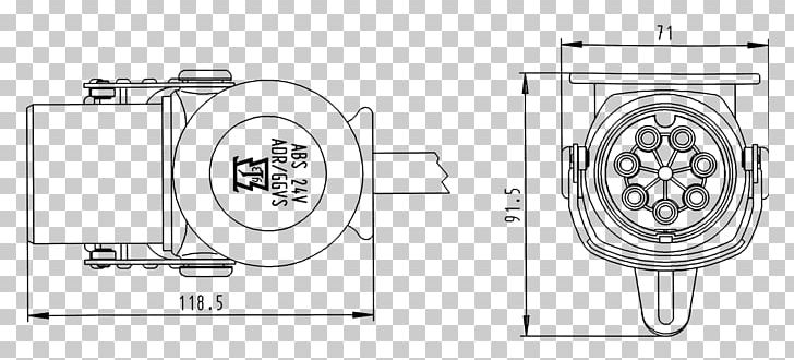 Trailer Connector Electrical Connector Car Drawing PNG, Clipart, Angle, Antilock Braking System, Auto Part, Black And White, Car Free PNG Download