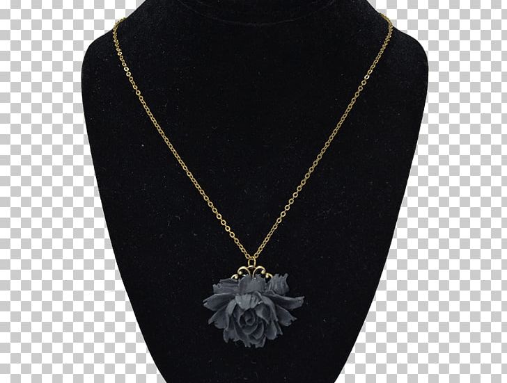 Locket Necklace Black Rose PNG