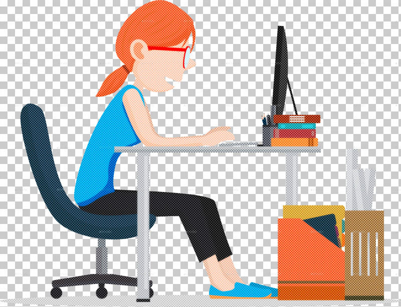Sitting Cartoon Desk Furniture Office Chair PNG, Clipart, Cartoon, Computer Desk, Desk, Furniture, Job Free PNG Download