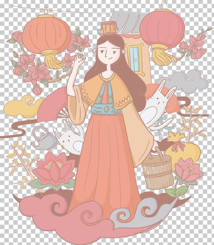 Mooncake Change Mid-Autumn Festival Illustration PNG, Clipart, Beautiful Vector, Beauty, Encapsulated Postscript, Fictional Character, Flower Free PNG Download