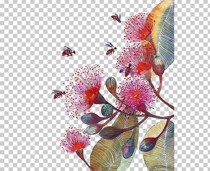 Flower Paper Bee Watercolor Painting Corymbia Ficifolia PNG, Clipart, Art, Bee, Color, Flora, Floral Design Free PNG Download