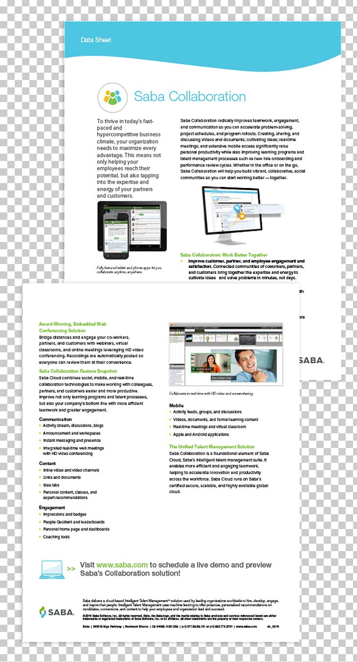Performance Management Performance Appraisal Saba Software Resource PNG, Clipart, Area, Brand, Brochure, Collaboration, Computer Software Free PNG Download