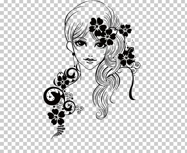 Black And White Drawing Illustration PNG, Clipart, Beauty, Beauty Salon, Black, Black Hair, Face Free PNG Download