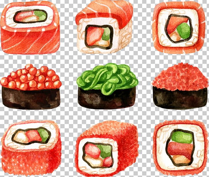 Sushi Japanese Cuisine Sashimi Illustration PNG, Clipart, Asian Food, Cartoon Sushi, Color, Color Powder, Color Smoke Free PNG Download
