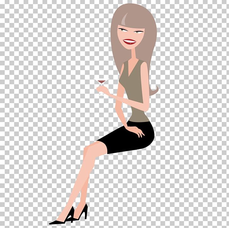 Cartoon Woman Drawing PNG, Clipart, Alcoholic Drinks, Arm, Beauty, Brown Hair, Business Woman Free PNG Download