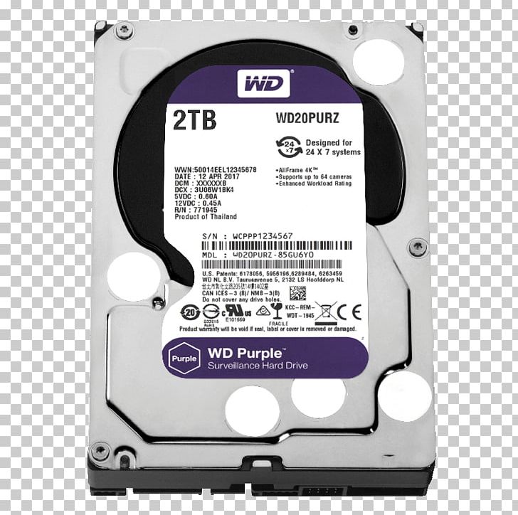 WD Purple SATA HDD Hard Drives WD Purple 1TB Surveillance Hard Drive Western Digital Serial ATA PNG, Clipart, Computer Component, Data Storage, Data Storage Device, Disk Storage, Electronic Device Free PNG Download