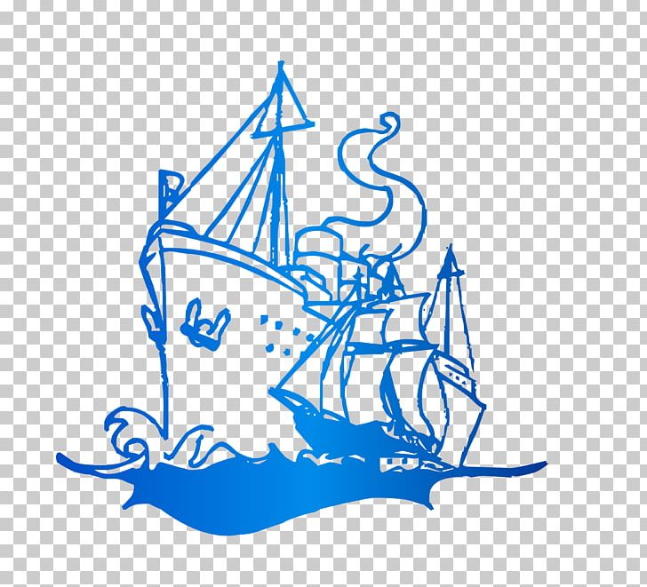 Sailing Ship Adobe Illustrator PNG, Clipart, Black And White, Blue, Cartoon Hand Painted, Electric Blue, Happy Birthday Vector Images Free PNG Download