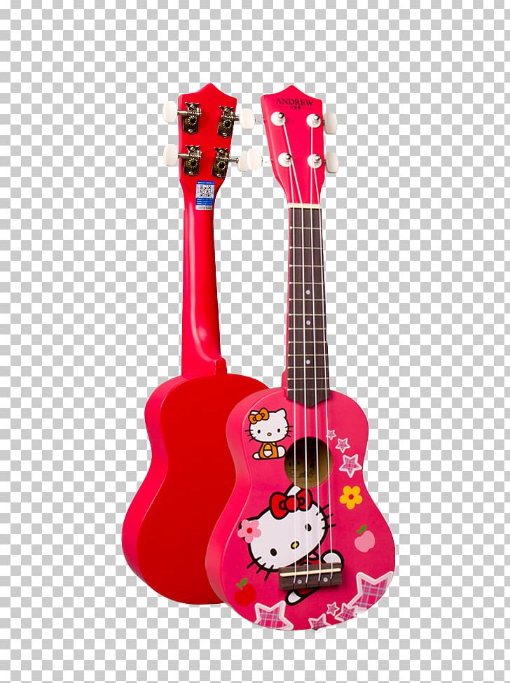 Ukulele Electric Guitar Musical Instrument Hello Kitty PNG, Clipart, Acoustic Guitar, Fingerboard, Fret, Guitalele, Guitar Free PNG Download