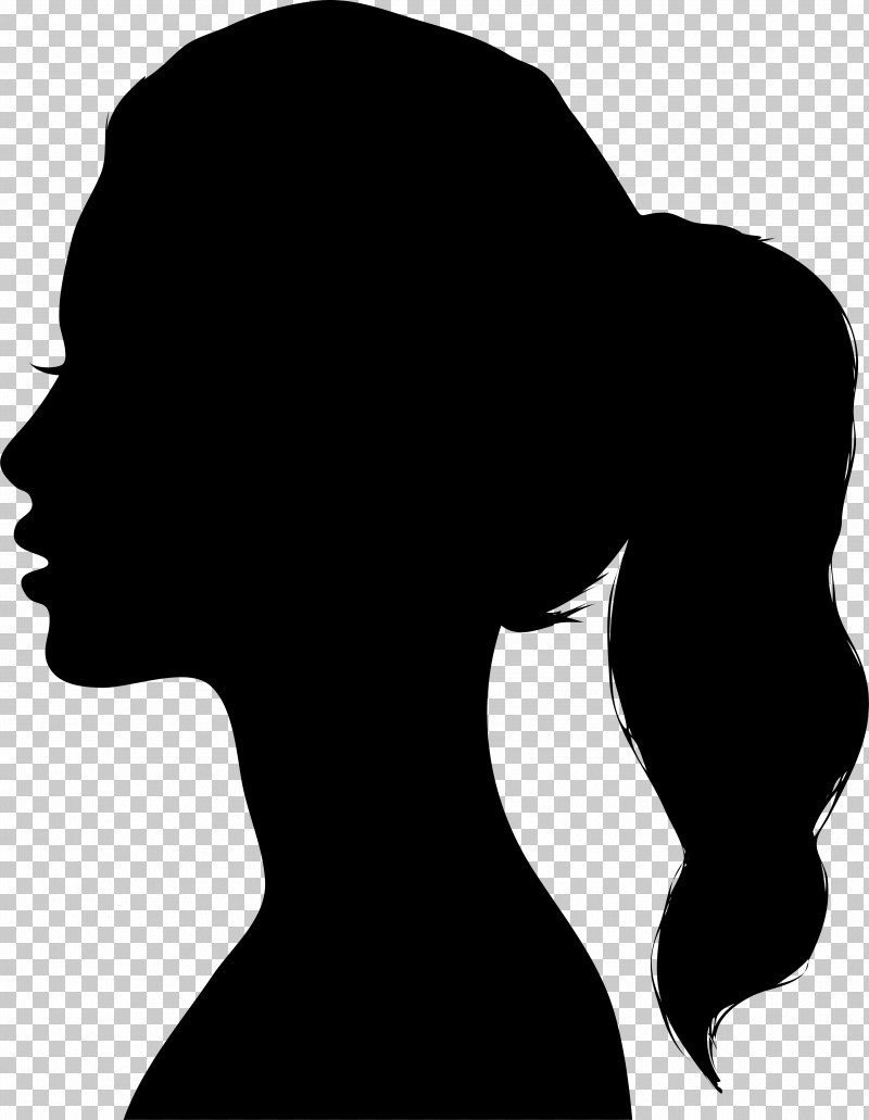 Face Silhouette Head Black-and-white Black Hair PNG, Clipart, Blackandwhite, Black Hair, Face, Head, Neck Free PNG Download