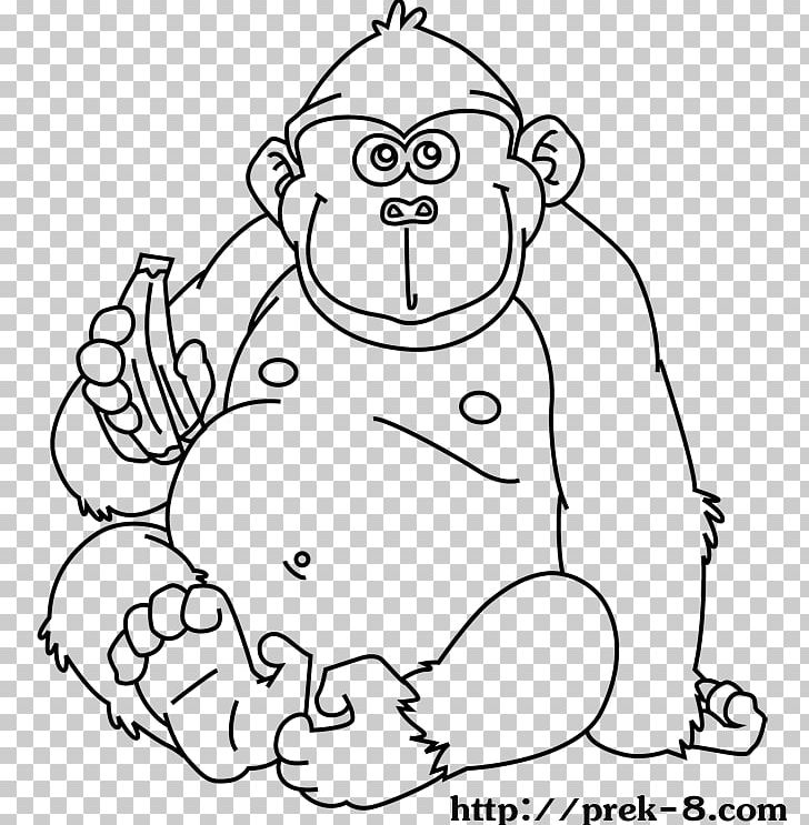 Wild Animals-Coloring Book Jungle Gorilla PNG, Clipart, Animal, Area, Art, Black, Black And White Free PNG Download