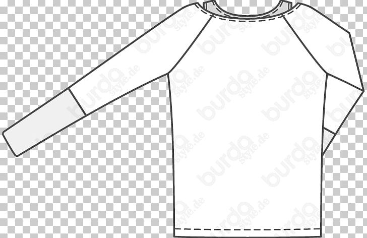 T-shirt Burda Style Raglan Sleeve Fashion Pattern PNG, Clipart, Angle, Black, Black And White, Boat Neck, Brand Free PNG Download